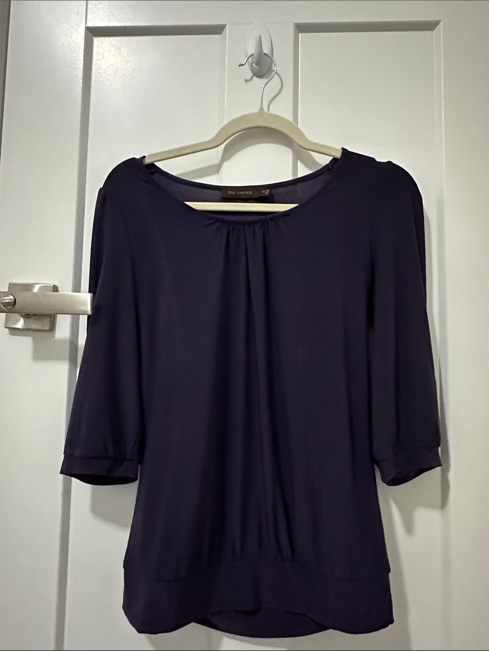 The Limited Navy Scoop Neck Blouse - 3/4 Sleeve